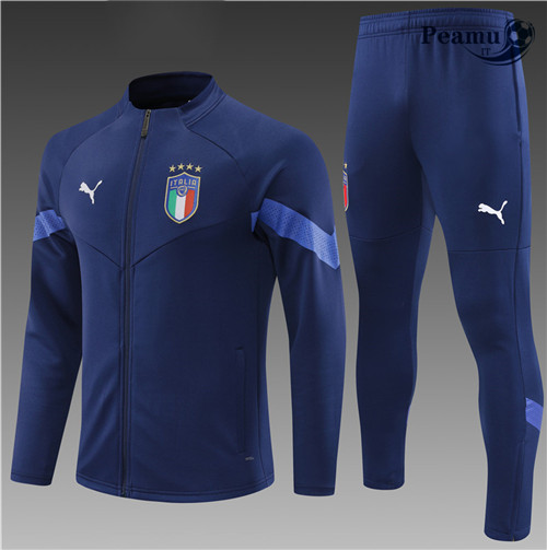 peamu.it - pt639 Maglia Tuta Calcio - Giacca Bambino Italia Bleu 2022-2023