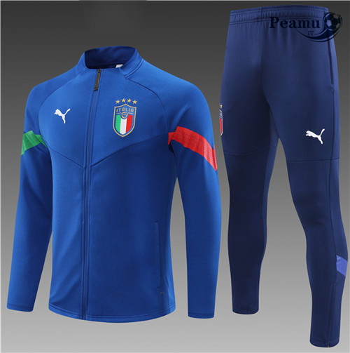 peamu.it - pt640 Maglia Tuta Calcio - Giacca Bambino Italia Bleu 2022-2023