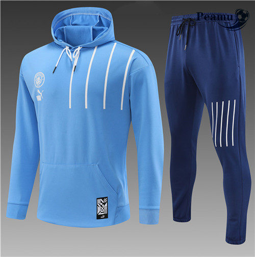 peamu.it - pt660 Maglia Tuta Calcio - Felpa con cappuccio Bambino Manchester City Bleu 2022-2023
