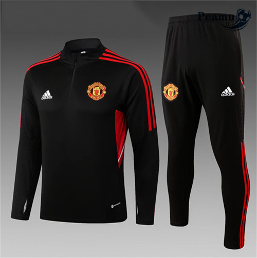 peamu.it - pt669 Maglia Tuta Calcio Bambino Manchester United Noir 2022-2023