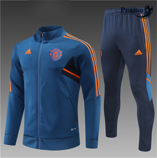 peamu.it - pt670 Maglia Tuta Calcio - Giacca Bambino Manchester United Bleu 2022-2023