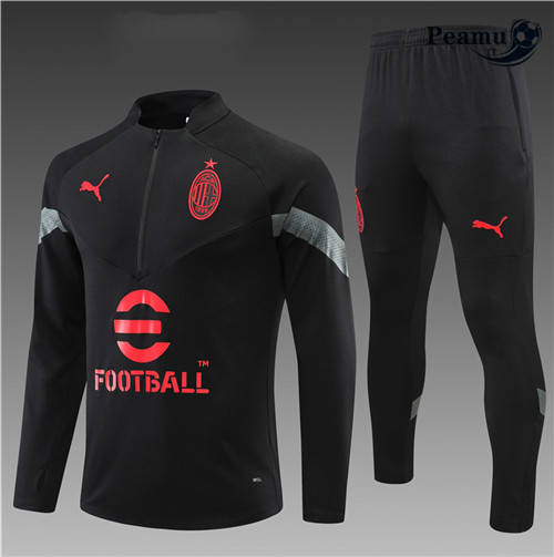 peamu.it - pt675 Maglia Tuta Calcio Bambino AC Milan Noir 2022-2023