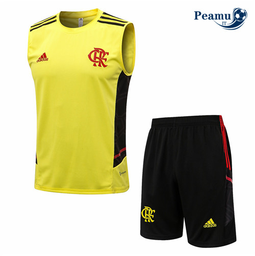 peamu.it - pt678 Kit Maglia Formazione Flamengo Debardeur + Pantaloni Jaune 2022-2023