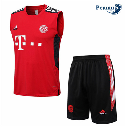 peamu.it - pt697 Kit Maglia Formazione Bayern Monaco Debardeur + Pantaloni Rouge 2022-2023