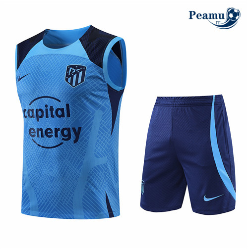 peamu.it - pt702 Kit Maglia Formazione Atletico Madrid Debardeur + Pantaloni Bleu 2022-2023