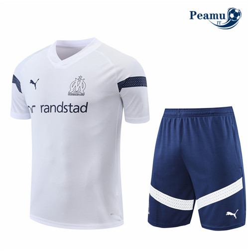 peamu.it - pt712 Kit Maglia Formazione Marsiglia + Pantaloni Blanc 2022-2023