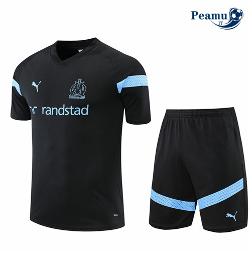 peamu.it - pt713 Kit Maglia Formazione Marsiglia + Pantaloni Noir 2022-2023