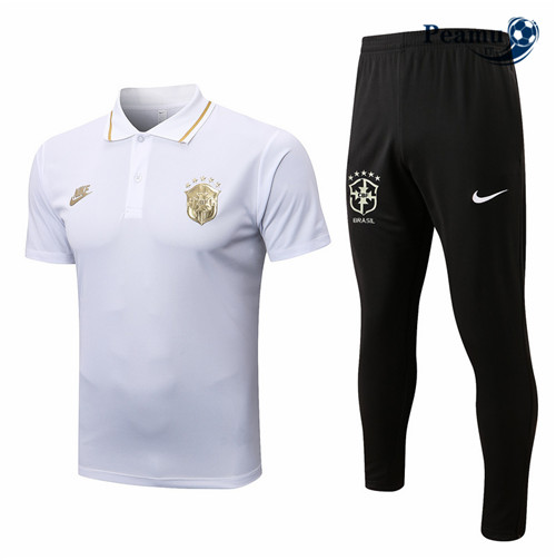 peamu.it - pt729 Kit Maglia Formazione Brasile + Pantaloni Blanc 2022-2023