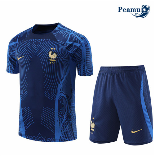 peamu.it - pt734 Kit Maglia Formazione Francia + Pantaloni Bleu 2022-2023