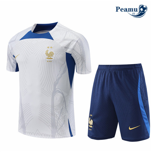 peamu.it - pt735 Kit Maglia Formazione Francia + Pantaloni Blanc 2022-2023