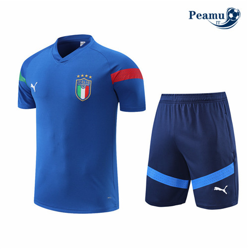 peamu.it - pt736 Kit Maglia Formazione Italia + Pantaloni Bleu 2022-2023