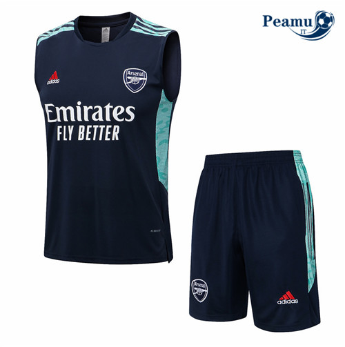 peamu.it - pt737 Kit Maglia Formazione Arsenal Debardeur + Pantaloni Bleu 2022-2023