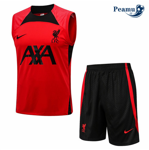 peamu.it - pt738 Kit Maglia Formazione Liverpool Debardeur + Pantaloni Rouge 2022-2023