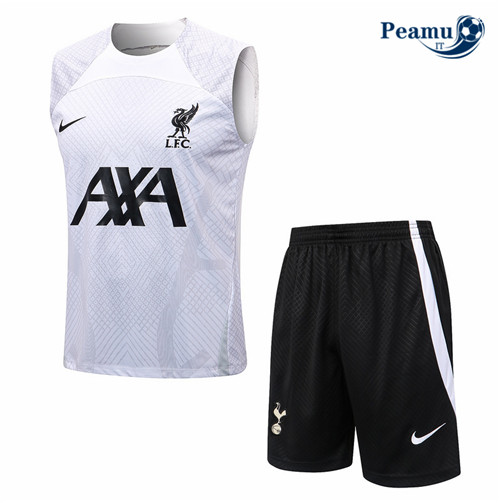 peamu.it - pt739 Kit Maglia Formazione Liverpool Debardeur + Pantaloni Blanc 2022-2023