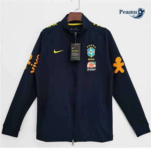 peamu.it - pt770 Maglia Giacca Con Cappuccio Giacca Brasile Bleu 2022-2023