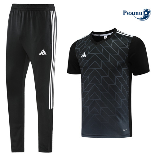 Nuovo Kit Maglia Formazione Calcio Adidas + Pantaloni Nero 2023-2024