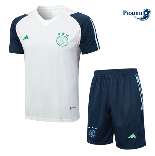 Fornire Kit Maglia Formazione Calcio AFC Ajax + Pantaloni Bianco 2023-2024