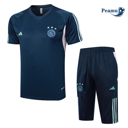 Produzione Kit Maglia Formazione Calcio AFC Ajax + Pantaloni Blu Reale 2023-2024