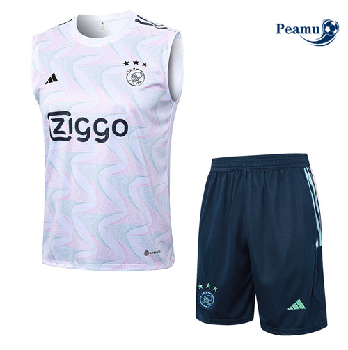 La moda Kit Maglia Formazione Calcio AFC Ajax Debardeur + Pantaloni Bianco 2023-2024