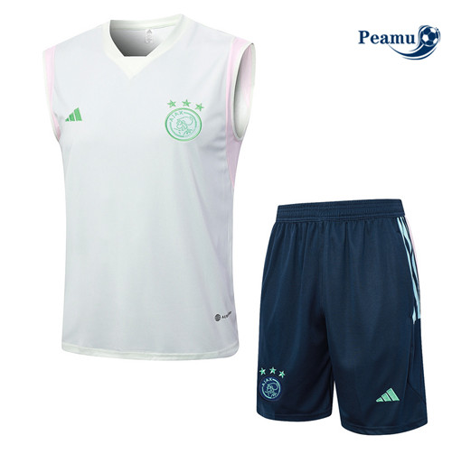 Comperare Kit Maglia Formazione Calcio AFC Ajax Debardeur + Pantaloni Bianco 2023-2024