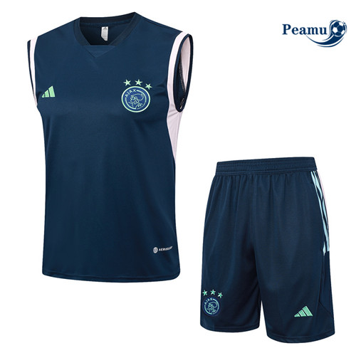 Nuove Kit Maglia Formazione Calcio AFC Ajax Debardeur + Pantaloni Blu Reale 2023-2024