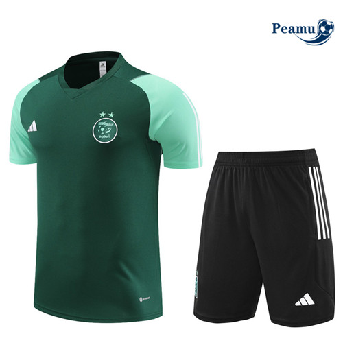 Collezione Kit Maglia Formazione Calcio Algeria + Pantaloni Verde 2023-2024
