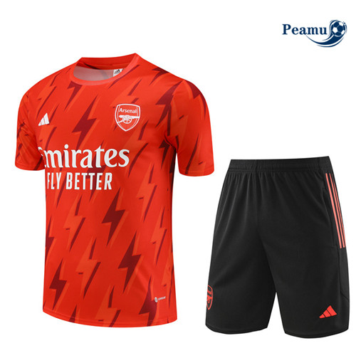 Nuovo Kit Maglia Formazione Calcio Arsenal + Pantaloni Arancia 2023-2024