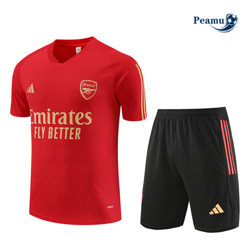 Saldi Kit Maglia Formazione Calcio Arsenal + Pantaloni Rosso 2023-2024