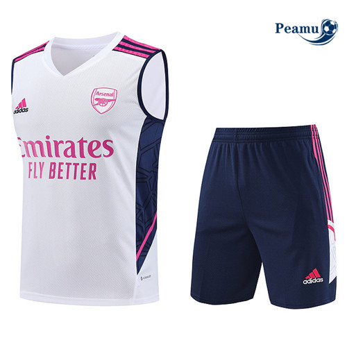 Acquista Kit Maglia Formazione Calcio Arsenal Debardeur + Pantaloni Bianco 2023-2024