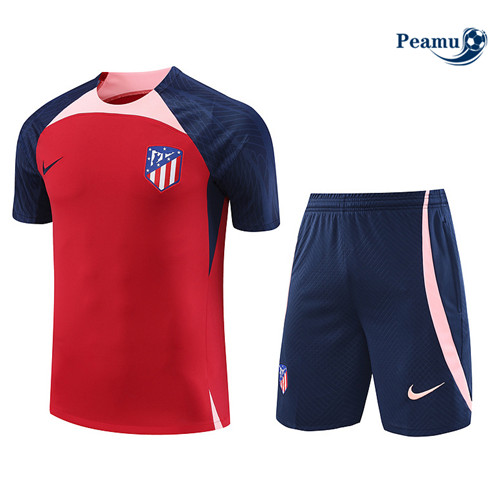 Negozio Kit Maglia Formazione Calcio Atletico Madrid + Pantaloni Rosso 2023-2024