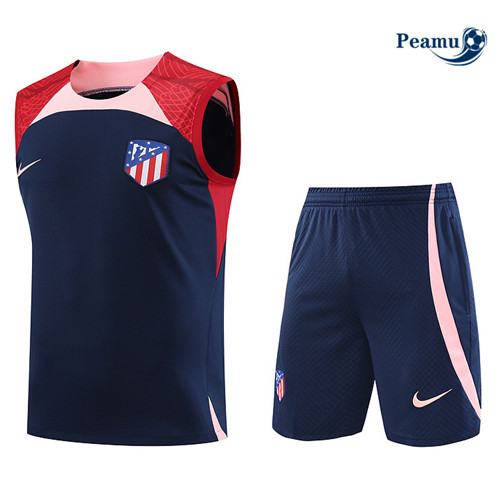 Grossista Kit Maglia Formazione Calcio Atletico Madrid Debardeur + Pantaloni Blu 2023-2024