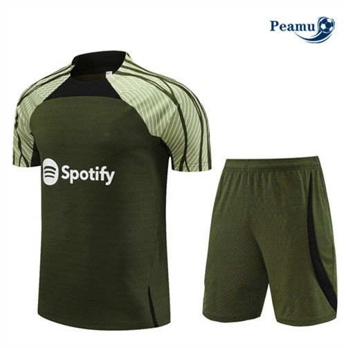 Collezione Kit Maglia Formazione Calcio Barcellona Bambino + Pantaloni Ejercito verde 2023-2024