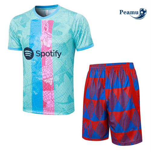 Nuove Kit Maglia Formazione Calcio Barcellona + Pantaloni Blu 2023-2024
