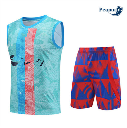 Vendita Kit Maglia Formazione Calcio Barcellona Debardeur + Pantaloni Blu 2023-2024