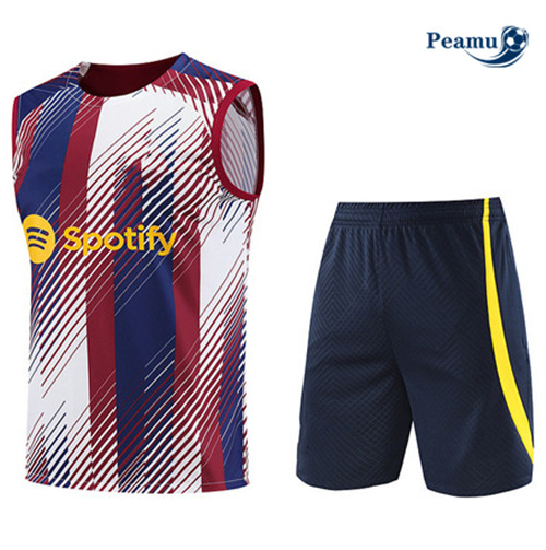 Saldi Kit Maglia Formazione Calcio Barcellona Debardeur + Pantaloni Blu 2023-2024