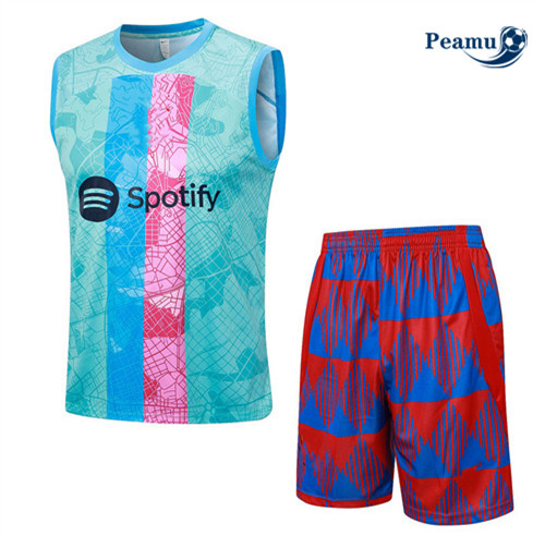 Scelta Kit Maglia Formazione Calcio Barcellona Debardeur + Pantaloni Blu 2023-2024