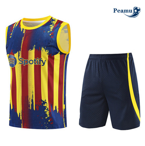 Offrire Kit Maglia Formazione Calcio Barcellona Debardeur + Pantaloni Giallo 2023-2024