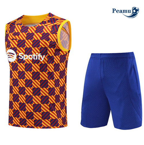 Fornire Kit Maglia Formazione Calcio Barcellona Debardeur + Pantaloni Arancia 2023-2024
