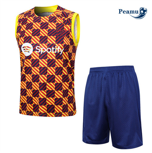 Produzione Kit Maglia Formazione Calcio Barcellona Debardeur + Pantaloni Arancia 2023-2024
