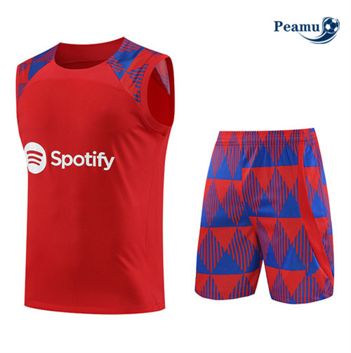 La moda Kit Maglia Formazione Calcio Barcellona Debardeur + Pantaloni Rosso 2023-2024