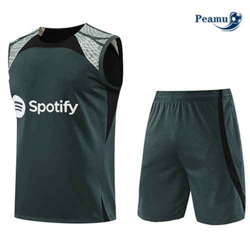 Nuove Kit Maglia Formazione Calcio Barcellona Debardeur + Pantaloni Verde 2023-2024