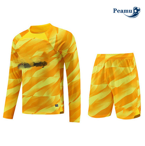 Creare Kit Maglia Formazione Calcio Barcellona Manica lunga + Pantaloni Giallo 2023-2024