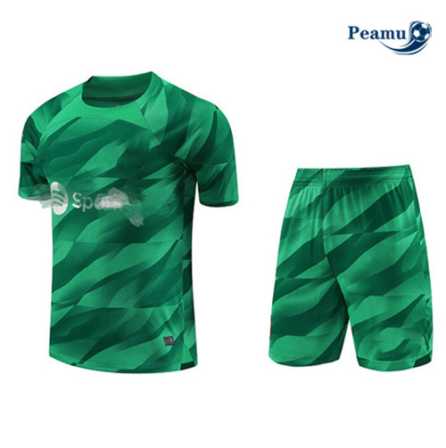 Negozio Kit Maglia Formazione Calcio Gardien de but Barcellona + Pantaloni Verde 2023-2024