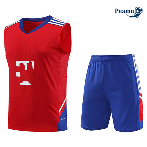 Promozionale Kit Maglia Formazione Calcio Bayern Monaco Debardeur + Pantaloni Rosso 2023-2024