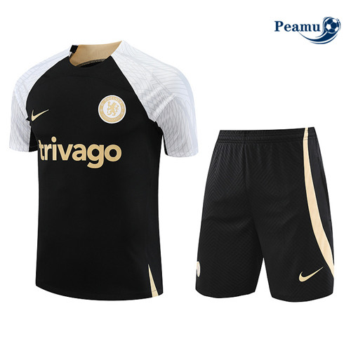 Vendere Kit Maglia Formazione Calcio Chelsea + Pantaloni Nero 2023-2024
