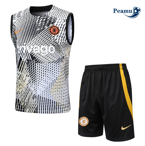 Prezzo Kit Maglia Formazione Calcio Chelsea Debardeur + Pantaloni Bianco 2023-2024