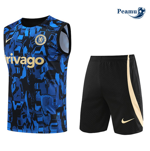 Collezione Kit Maglia Formazione Calcio Chelsea Debardeur + Pantaloni Blu 2023-2024