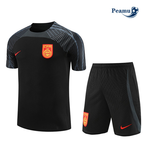 Comperare Kit Maglia Formazione Calcio Cina Bambino + Pantaloni Nero 2023-2024