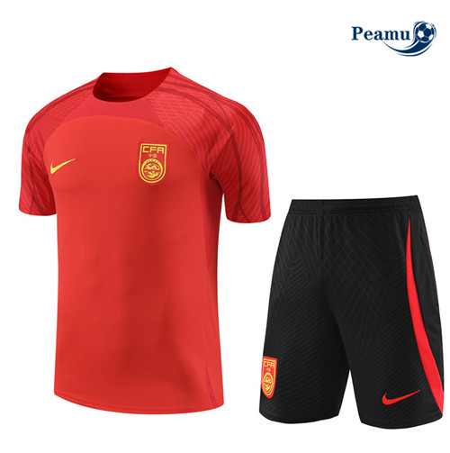 Creare Kit Maglia Formazione Calcio Cina Bambino + Pantaloni Rosso 2023-2024