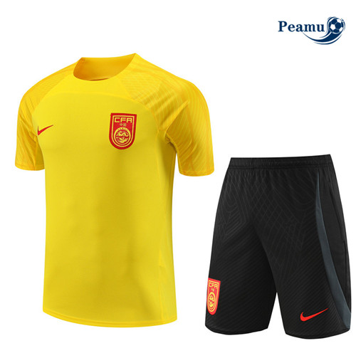 Sconto Kit Maglia Formazione Calcio Cina + Pantaloni Giallo 2023-2024